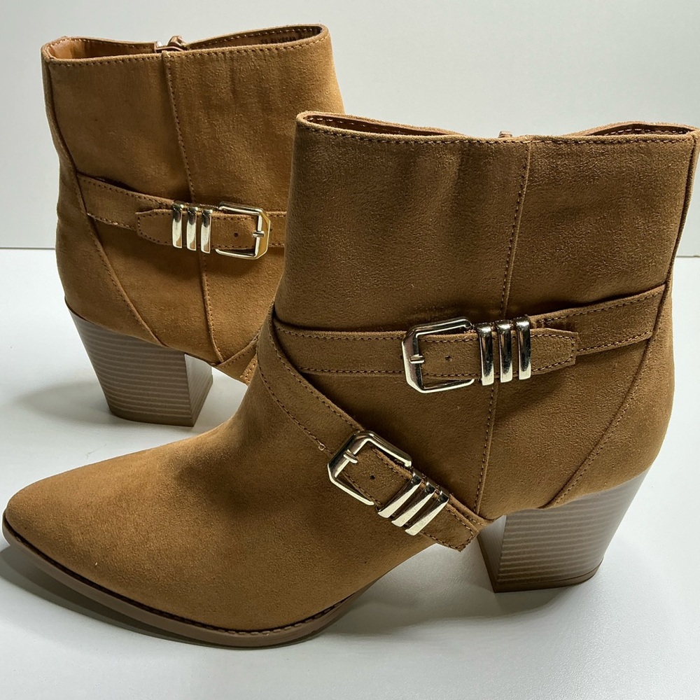 Sun + Stone Womens  ELYSSAA Comfort Insole Pointed Toe Booties Shoes Tan new